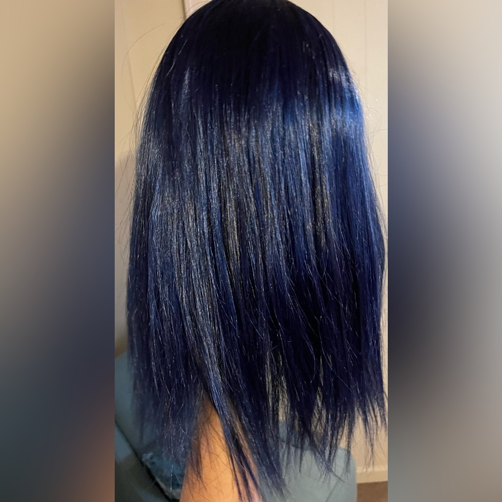 Blue Black Fusion Medium Length Wig - Picture 4 of 7